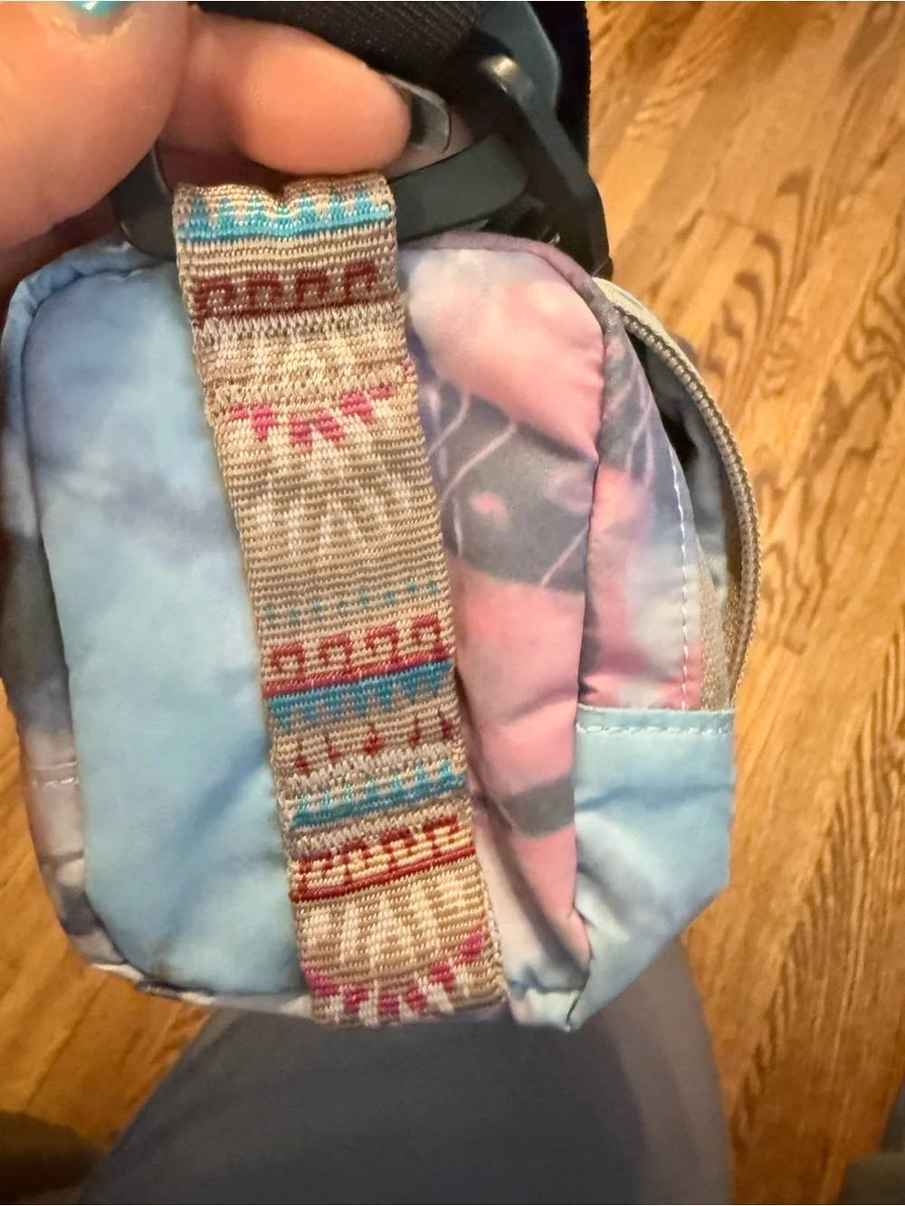 Kavu Pastel Tie-Dye Crossbody Bag with smaller bag attached